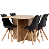 Jídelní stůl Leo 100*75 - Oaklook / Oaklook MDF + Jídelní židle Zeno - Nature woodlook / Černá PP _4