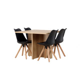 Jídelní stůl Leo 100*75 - Oaklook / Oaklook MDF + Jídelní židle Zeno - Nature woodlook / Černá PP _4
