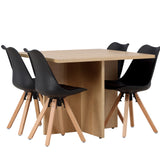 Jídelní stůl Leo 100*75 - Oaklook / Oaklook MDF + Jídelní židle Zeno - Nature woodlook / Černá PP _4