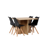 Jídelní stůl Leo 100*75 - Oaklook / Oaklook MDF + Jídelní židle Zeno - Nature woodlook / Černá PP _4
