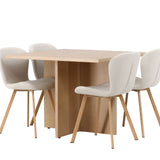 Jídelní stůl Leo 100*75 - Oaklook / Oaklook MDF + Jídelní židle Lilja - Oaklook / Béžová látka _4
