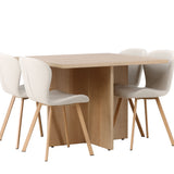 Jídelní stůl Leo 100*75 - Oaklook / Oaklook MDF + Jídelní židle Lilja - Oaklook / Béžová látka _4