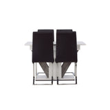 Jídelní stůl Disa 120/160*80 - Bílá / Šedá MDF + Jídelní židle Tempo - Pochromovaná noha / Černá PU _4