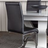 Jídelní stůl Disa 120/160*80 - Bílá / Šedá MDF + Jídelní židle Tempo - Pochromovaná noha / Černá PU _4