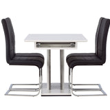 Jídelní stůl Disa 120/160*80 - Bílá / Šedá MDF + Jídelní židle Tempo - Pochromovaná noha / Černá PU _4