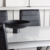 Jídelní stůl Disa 120/160*80 - Bílá / Šedá MDF + Jídelní židle Tempo - Pochromovaná noha / Černá PU _4