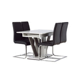 Jídelní stůl Disa 120/160*80 - Bílá / Šedá MDF + Jídelní židle Tempo - Pochromovaná noha / Černá PU _4