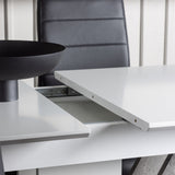 Jídelní stůl Disa 120/160*80 - Bílá / Šedá MDF + Jídelní židle Tempo - Pochromovaná noha / Černá PU _4