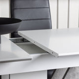 Jídelní stůl Disa 120/160*80 - Bílá / Šedá MDF + Jídelní židle Tempo - Pochromovaná noha / Černá PU _4