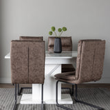 Jídelní stůl Pluto 120/160*90- Bílá / Sklo MDF + Jídelní židle Zizo - Černá / Hnědá Tkanina z mikrovlákna _4