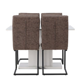 Jídelní stůl Pluto 120/160*90- Bílá / Sklo MDF + Jídelní židle Zizo - Černá / Hnědá Tkanina z mikrovlákna _4