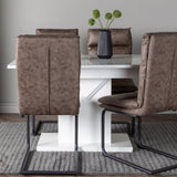 Jídelní stůl Pluto 120/160*90- Bílá / Sklo MDF + Jídelní židle Zizo - Černá / Hnědá Tkanina z mikrovlákna _4