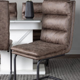 Jídelní stůl Pluto 120/160*90- Bílá / Sklo MDF + Jídelní židle Zizo - Černá / Hnědá Tkanina z mikrovlákna _4