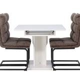 Jídelní stůl Pluto 120/160*90- Bílá / Sklo MDF + Jídelní židle Zizo - Černá / Hnědá Tkanina z mikrovlákna _4