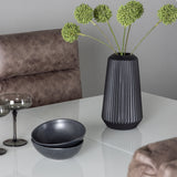 Jídelní stůl Pluto 120/160*90- Bílá / Sklo MDF + Jídelní židle Zizo - Černá / Hnědá Tkanina z mikrovlákna _4