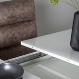 Jídelní stůl Pluto 120/160*90- Bílá / Sklo MDF + Jídelní židle Zizo - Černá / Hnědá Tkanina z mikrovlákna _4