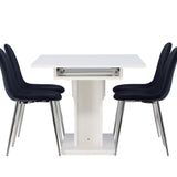 Jídelní stůl Pluto 120/160*90- Bílá / Sklo MDF + Jídelní židle Polar - Black Velvet / Chrome _4