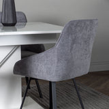 Jídelní stůl Pluto 120/160*90- Bílá / Sklo MDF + Jídelní židle Rosie - Černá / Tmavě šedá látka _4