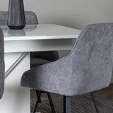 Jídelní stůl Pluto 120/160*90- Bílá / Sklo MDF + Jídelní židle Rosie - Černá / Tmavě šedá látka _4