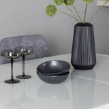 Jídelní stůl Pluto 120/160*90- Bílá / Sklo MDF + Jídelní židle Rosie - Černá / Tmavě šedá látka _4