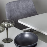 Jídelní stůl Pluto 120/160*90- Bílá / Sklo MDF + Jídelní židle Rosie - Černá / Tmavě šedá látka _4