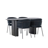 Jídelní stůl Isolda 180*75 - Černá / Černá MDF + Jídelní židle Selma - Černá / Černá Velvet _4