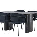 Jídelní stůl Isolda 180*75 - Černá / Černá MDF + Jídelní židle Selma - Černá / Černá Velvet _4