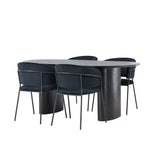 Jídelní stůl Isolda 180*75 - Černá / Černá MDF + Jídelní židle Selma - Černá / Černá Velvet _4