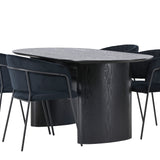 Jídelní stůl Isolda 180*75 - Černá / Černá MDF + Jídelní židle Selma - Černá / Černá Velvet _4