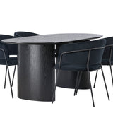 Jídelní stůl Isolda 180*75 - Černá / Černá MDF + Jídelní židle Selma - Černá / Černá Velvet _4