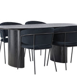 Jídelní stůl Isolda 180*75 - Černá / Černá MDF + Jídelní židle Selma - Černá / Černá Velvet _4