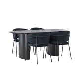 Jídelní stůl Isolda 180*75 - Černá / Černá MDF + Jídelní židle Selma - Černá / Černá Velvet _4