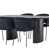 Jídelní stůl Isolda 180*75 - Černá / Černá MDF + Jídelní židle Selma - Černá / Černá Velvet _4
