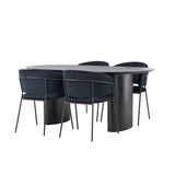 Jídelní stůl Isolda 180*75 - Černá / Černá MDF + Jídelní židle Selma - Černá / Černá Velvet _4
