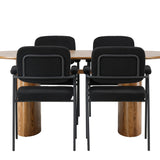 Jídelní stůl Isolde 140*75 - Nature / Nature MDF + Jídelní židle Yesterday - Black / Black Boucle _4