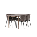 Andy jídelní stůl 180*75 - přírodní / přírodní MDF + jídelní židle Modesto - šedá / kouřová černá Boucle _4