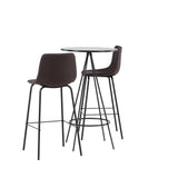 Bistro barový stůl φ60 - černá / MDF s dýhou + barová židle Alexi - matná černá / tmavě hnědá PU _2