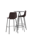 Bistro barový stůl φ60 - černá / MDF s dýhou + barová židle Alexi - matná černá / tmavě hnědá PU _2