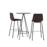 Bistro barový stůl φ60 - černá / MDF s dýhou + barová židle Alexi - matná černá / tmavě hnědá PU _2