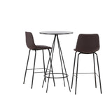 Bistro barový stůl φ60 - černá / MDF s dýhou + barová židle Alexi - matná černá / tmavě hnědá PU _2