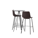 Bistro barový stůl φ60 - černá / MDF s dýhou + barová židle Alexi - matná černá / tmavě hnědá PU _2