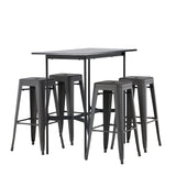 Barový stůl Rax 120*60 – černá / černá MDF + barová židle Tempe – tmavě šedá / kov _4