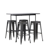 Barový stůl Rax 120*60 – černá / černá MDF + barová židle Tempe – tmavě šedá / kov _4