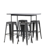 Barový stůl Rax 120*60 – černá / černá MDF + barová židle Tempe – tmavě šedá / kov _4