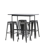 Barový stůl Rax 120*60 – černá / černá MDF + barová židle Tempe – tmavě šedá / kov _4
