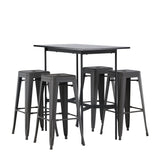 Barový stůl Rax 120*60 – černá / černá MDF + barová židle Tempe – tmavě šedá / kov _4