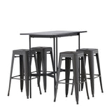 Barový stůl Rax 120*60 – černá / černá MDF + barová židle Tempe – tmavě šedá / kov _4