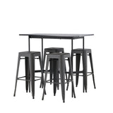 Barový stůl Rax 120*60 – černá / černá MDF + barová židle Tempe – tmavě šedá / kov _4