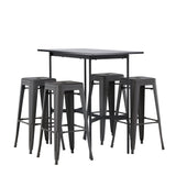 Barový stůl Rax 120*60 – černá / černá MDF + barová židle Tempe – tmavě šedá / kov _4