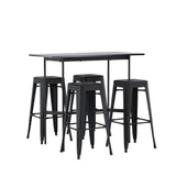 Barový stůl Rax 120*60 – Černá / Černá MDF + Barová židle Tempe – Matná černá / Kov _4